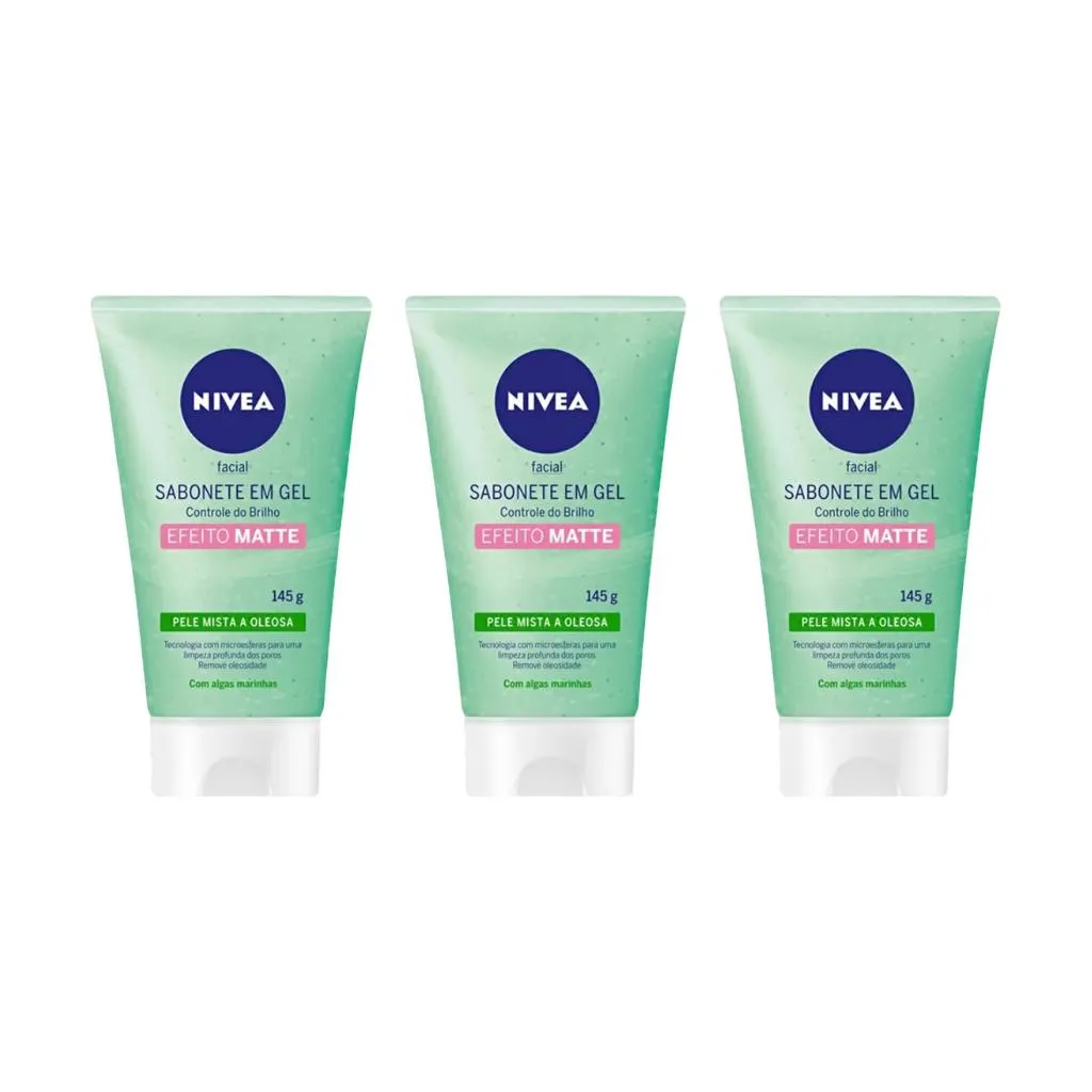SABONETE NIVEA FACIAL 145G GEL CONTROLE BRILHO - KIT C/ 3UN