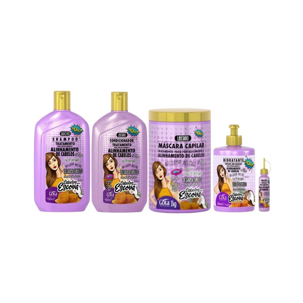 KIT GOTA DOURADA ESCOVA SHAMPOO+COND+MASK 1KG+CREME+TôNICO