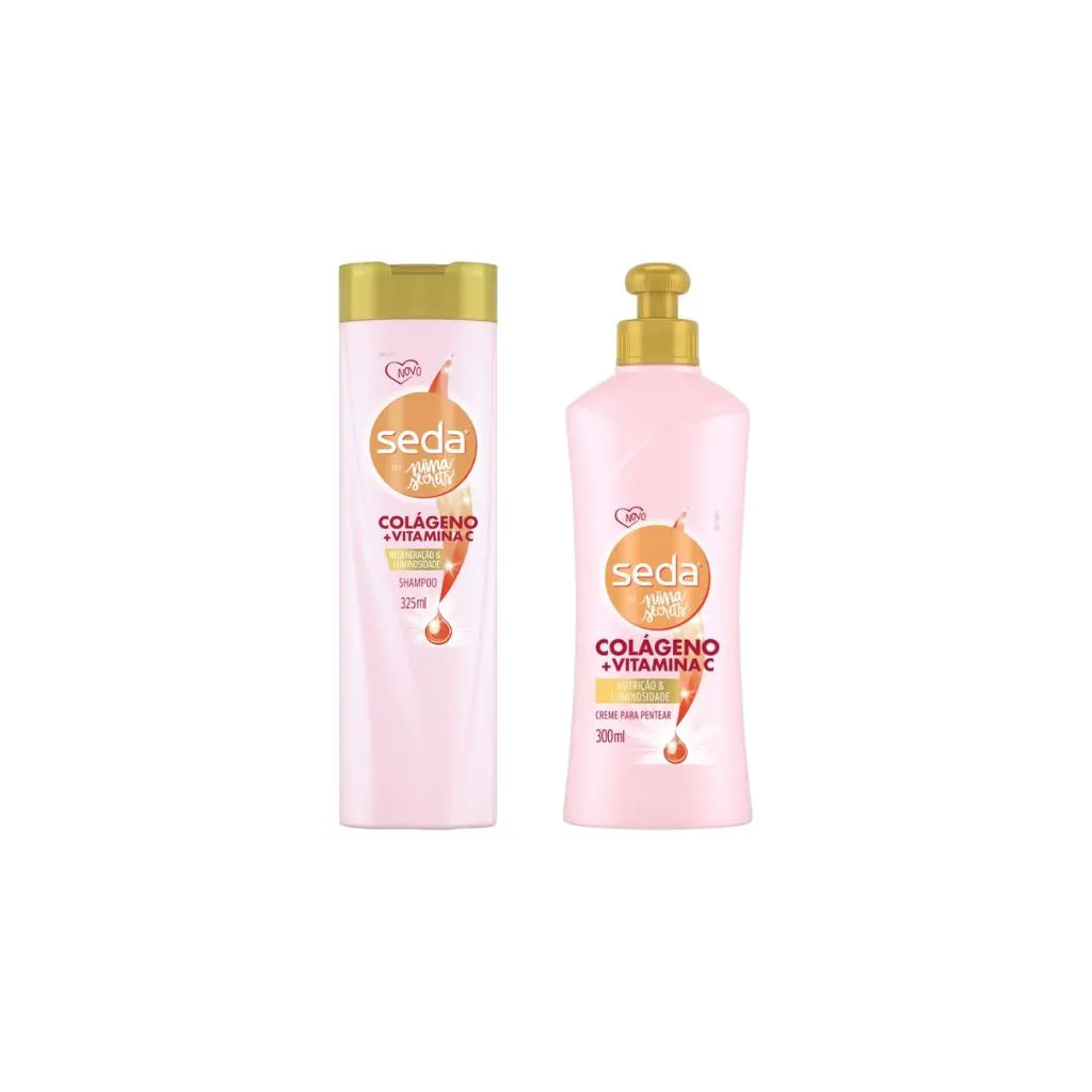 KIT SHAMPOO SEDA 325ML+CREME PENTEAR 300ML COLAGENO/VITAM C