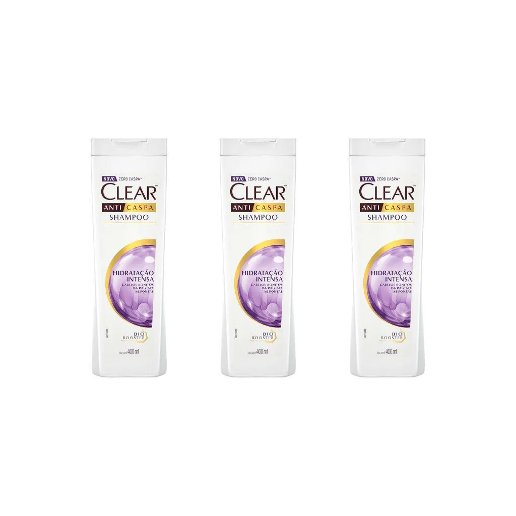 SHAMPOO CLEAR 400ML HIDRATANTE INTENSA-KIT C/3UN