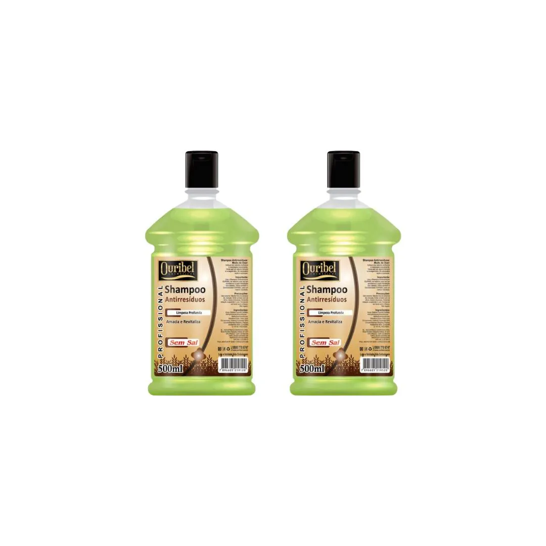 SHAMPOO OURIBEL ANTIRESIDUOS 500ML - KIT C/2UN