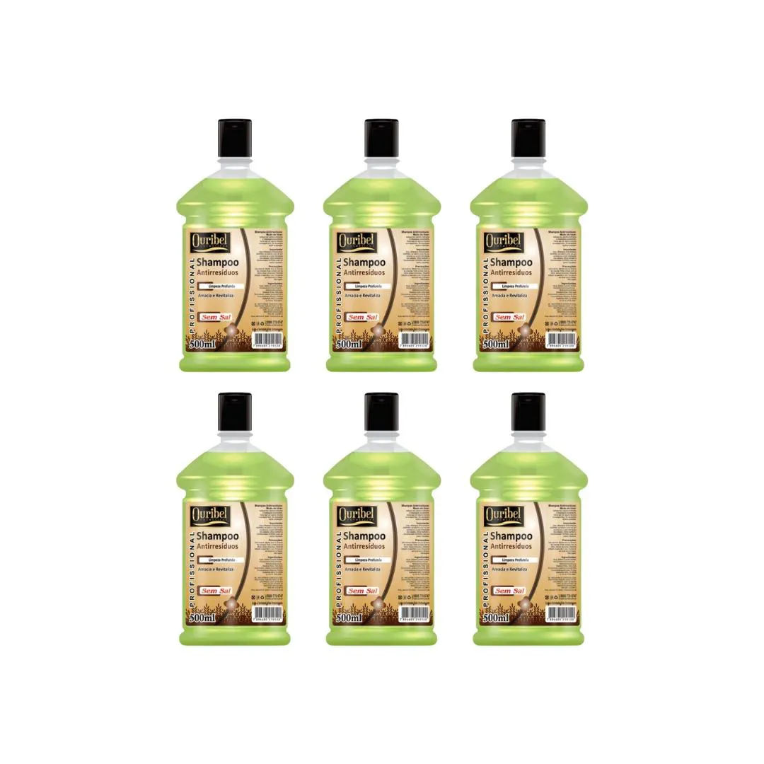 SHAMPOO OURIBEL ANTIRESIDUOS 500ML - KIT C/6UN