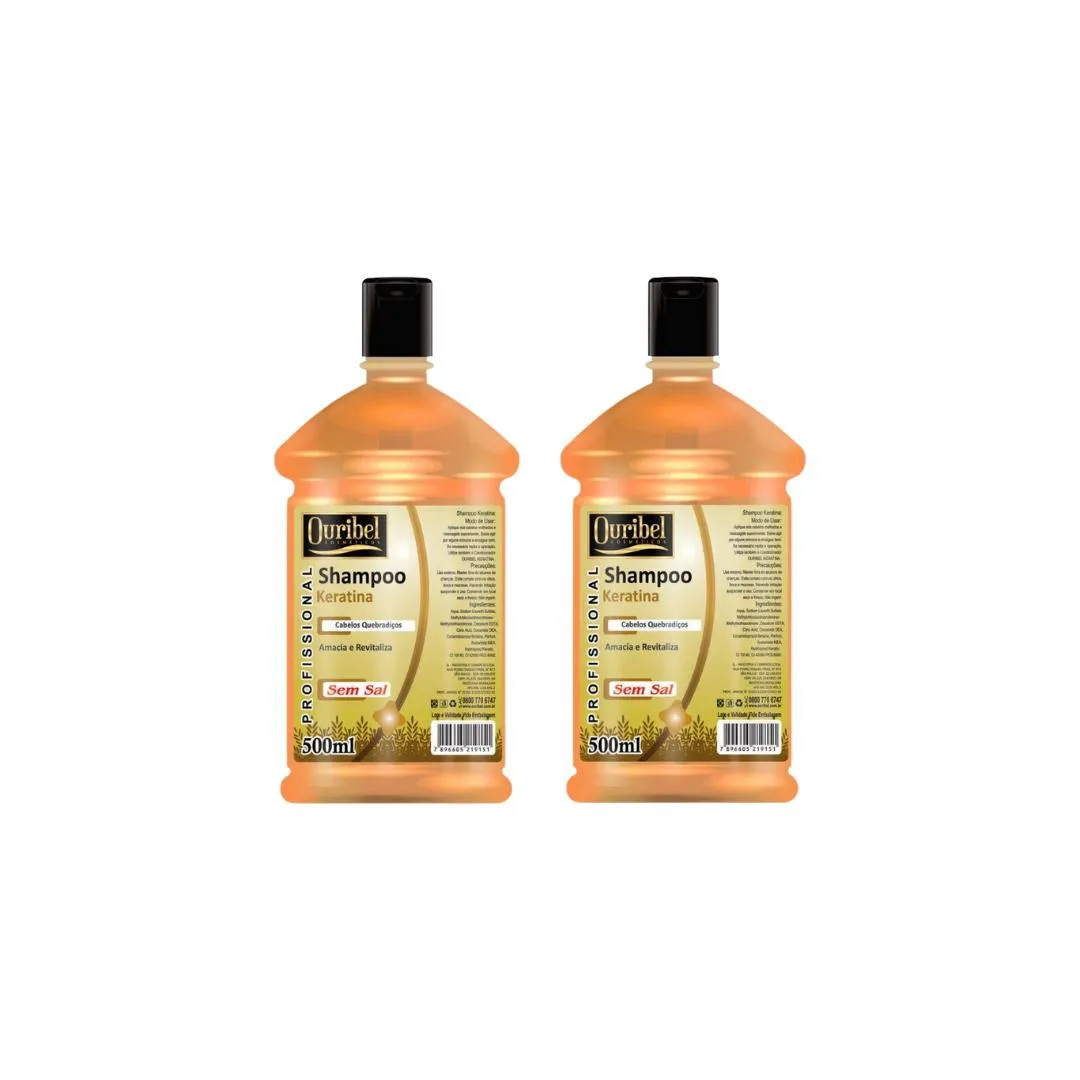 SHAMPOO OURIBEL KERATINA 500ML - KIT C/2UN