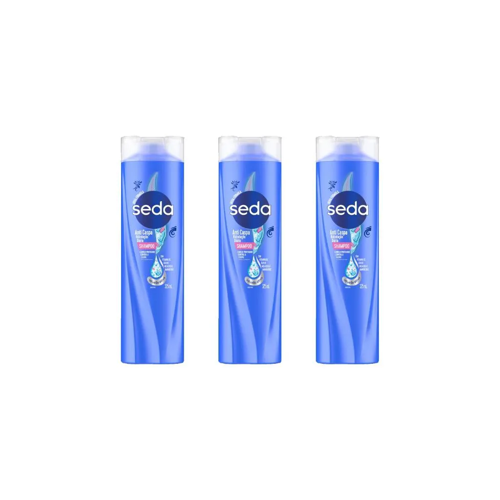 SHAMPOO SEDA 325ML ANTICASPA HIDRATANTE DIáRIO-KIT C/3UN