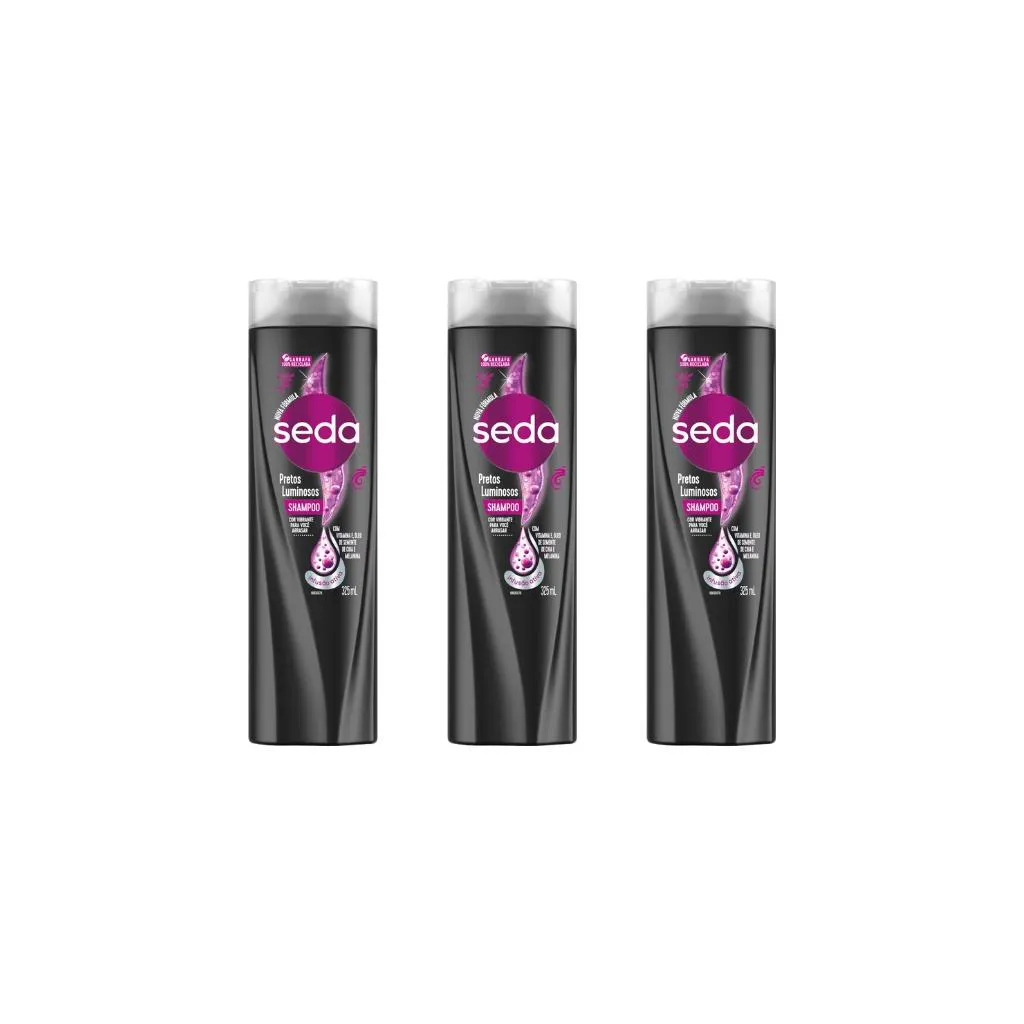 SHAMPOO SEDA 325ML PRETOS LUMINOSOS-KIT C/3UN