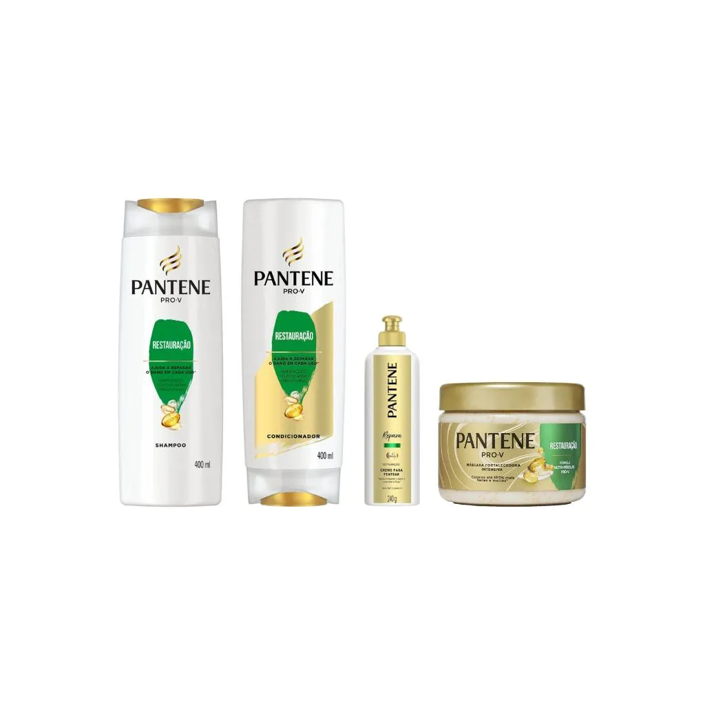 KIT PANTENE RESTAURAçãO SH+COND+CR DE PENTEAR+MáSCARA-4 ITENS
