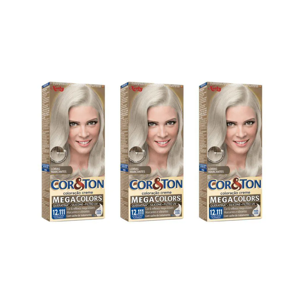 COLORAçAO COR&TON 12.111 LOURO SUPER PLATINADO 50G-KIT C/3