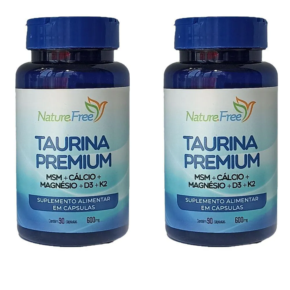 KIT 2 TAURINA PREMIUM (MSM + CáLCIO + MAGNéSIO + D3 + K2) 90 CáPSULAS 600MG