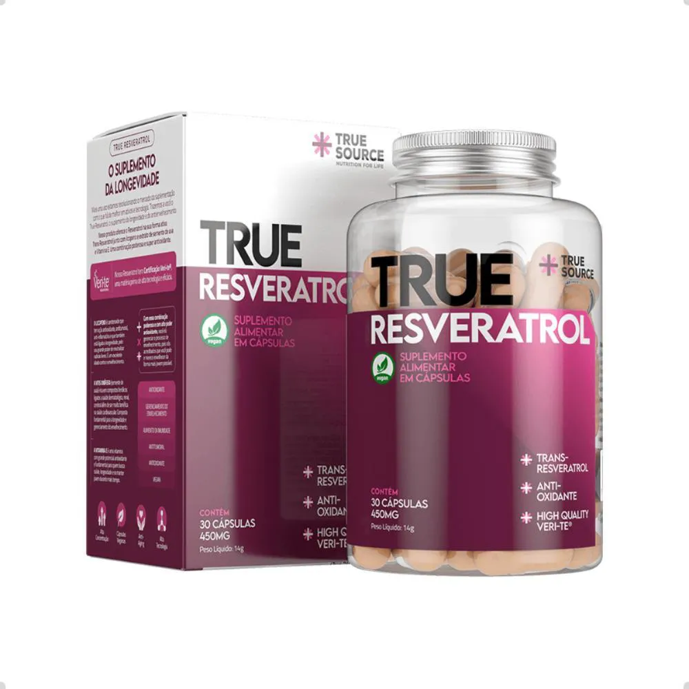 RESVERATROL 450MG ANTIOXIDANTE VEGANO 30 CAPSULAS TRUE SOURCE Natural