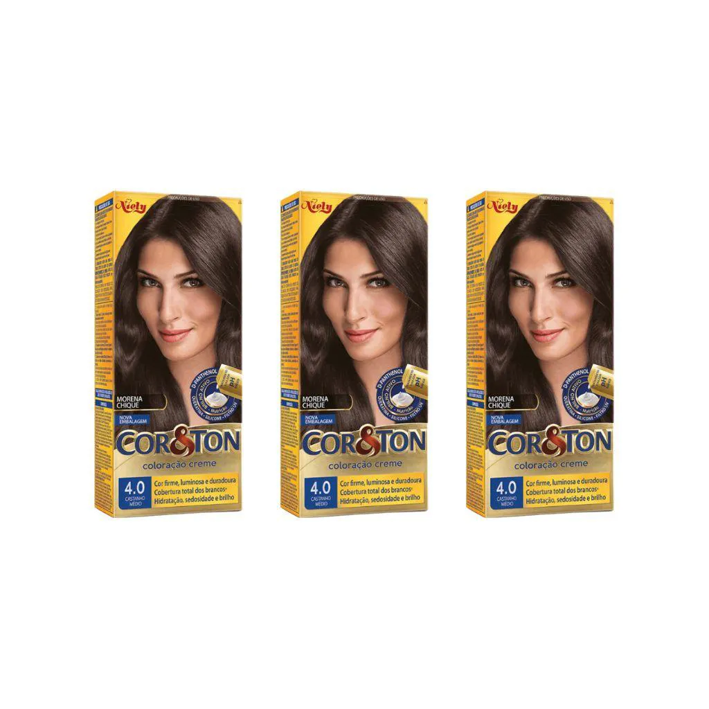 COLORAçAO COR&TON 4.0 CAST MEDIO 50G-KIT C/3