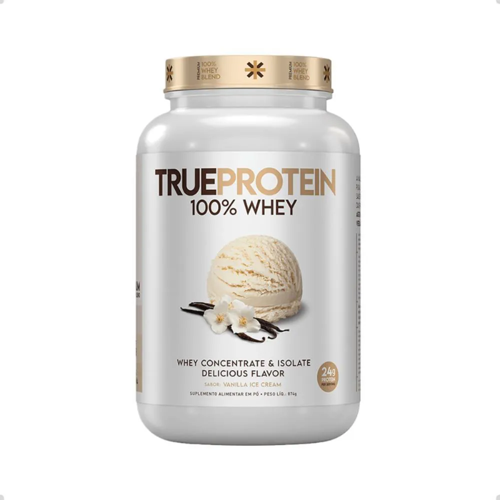 100% WHEY BLEND PREMIUM CONCENTRATE ISOLATE 874G TRUE SOURCE Baunilha