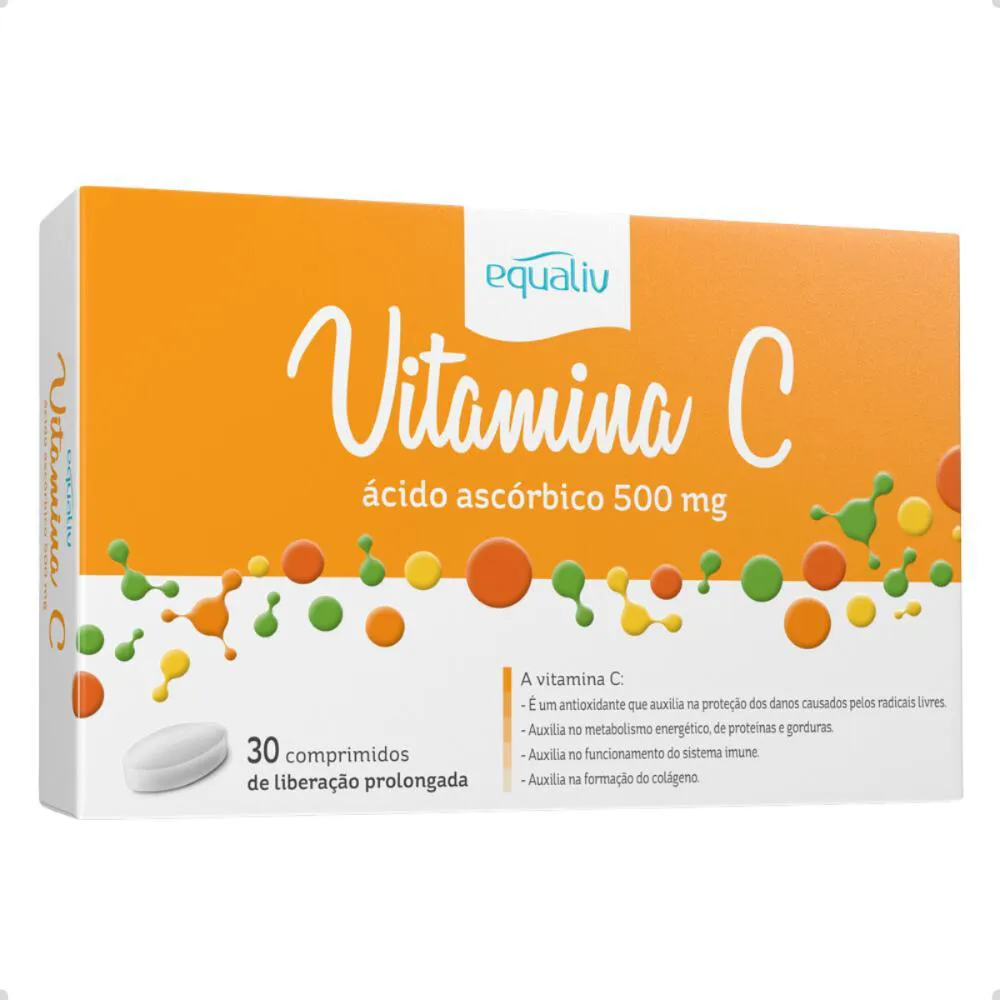 VITAMINA C AçãO PROLONGADA 1000MG 10 COMPRIMIDOS EQUALIV Natural