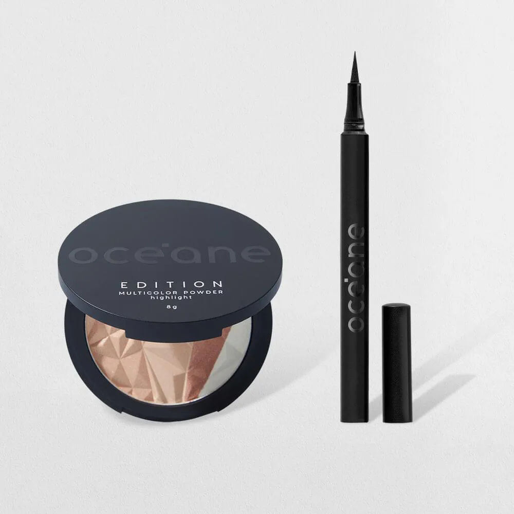 KIT ILUMINADOR MULTICOLOR POWDER + CANETA DELINEADORA OCéANE EDITION (2 PRODUTOS)