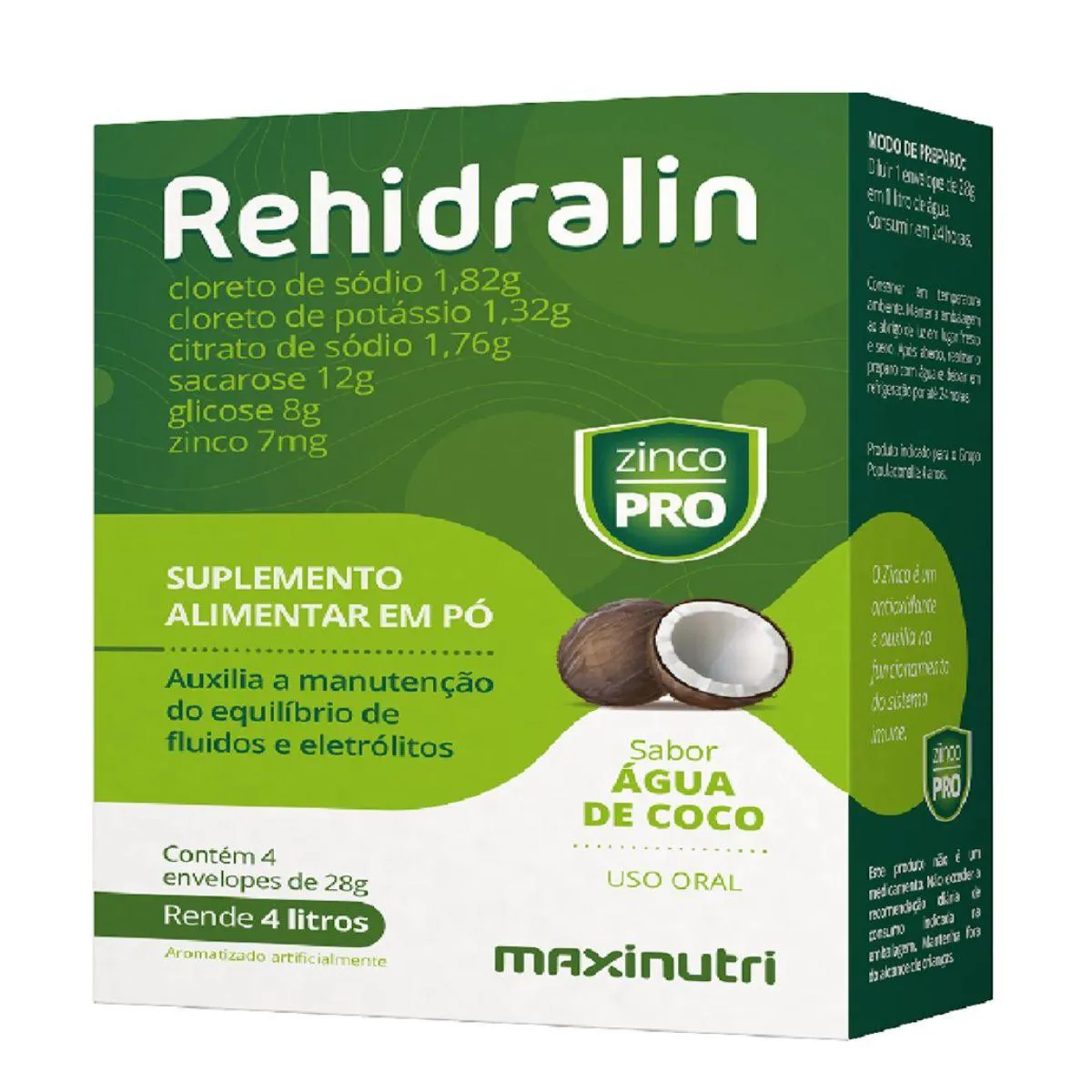 REHIDRALIN PO AGUA DE COCO 28G - 4ENV MAXINUTRI