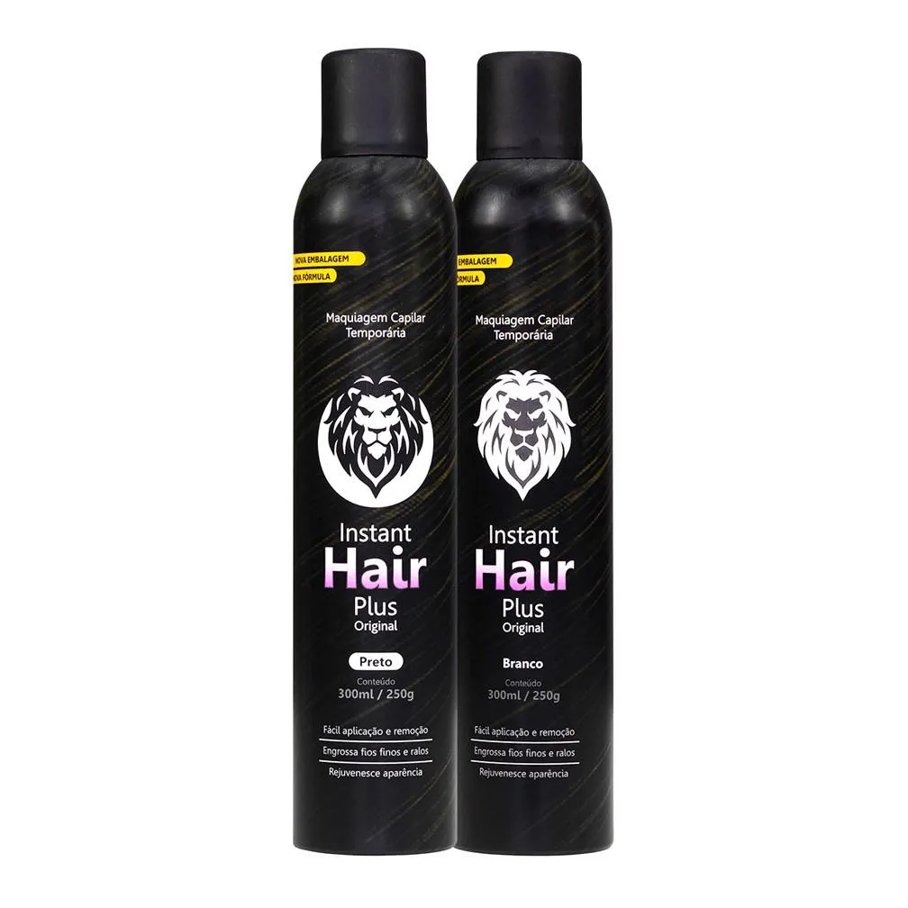 INSTANT HAIR PLUS 300ML PRETO + BRANCO