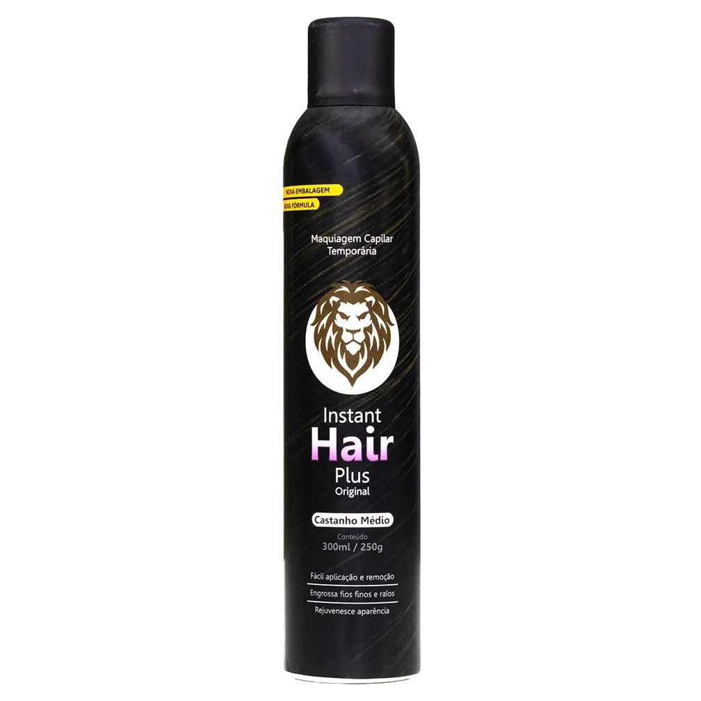 MAQUIAGEM CAPILAR TEMPORáRIA INSTANT HAIR PLUS CASTANHO MéDIO 300ML