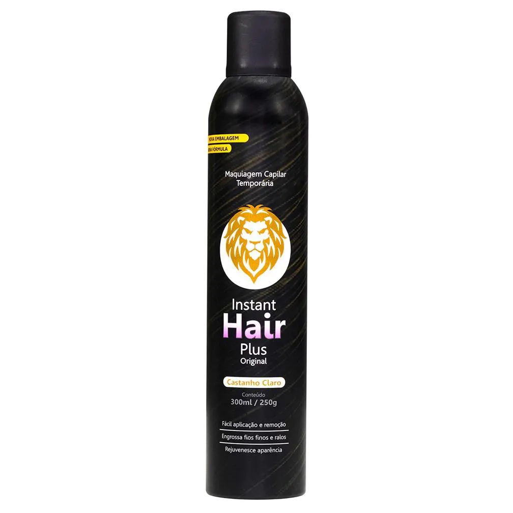 MAQUIAGEM CAPILAR TEMPORáRIA INSTANT HAIR PLUS CASTANHO CLARO 300ML