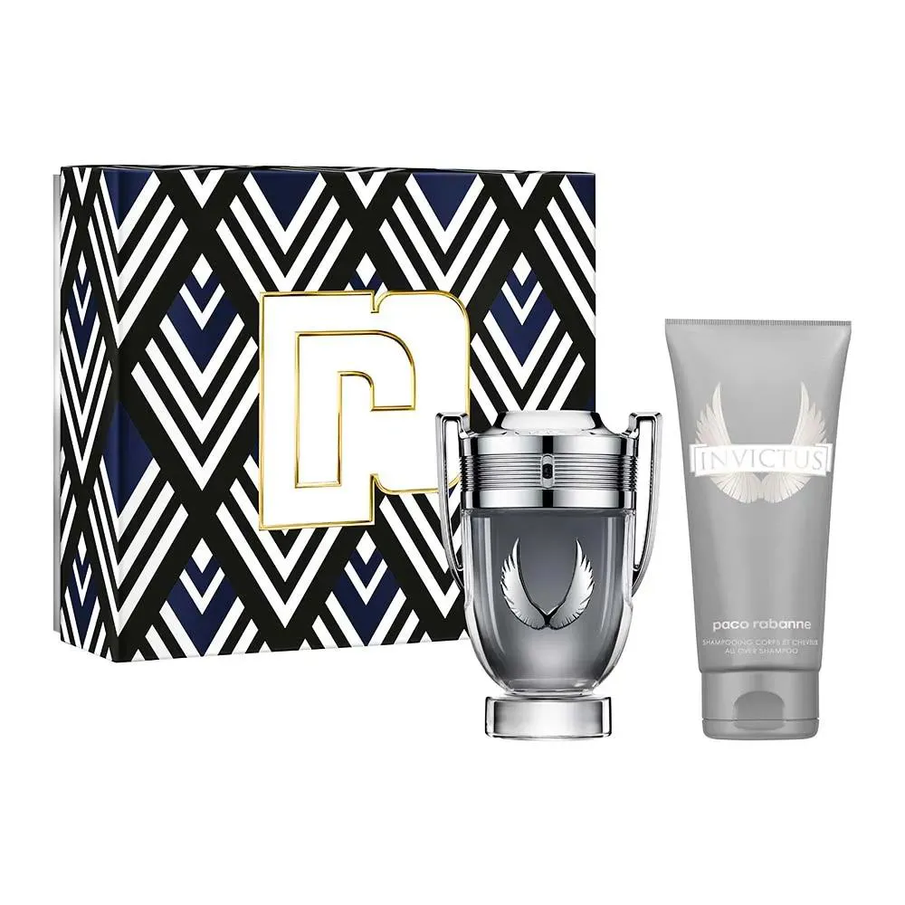 KIT PERFUME INVICTUS PLATINUM EDP PACO RABANNE MASCULINO 100 ML + GEL DE BANHO 100ML