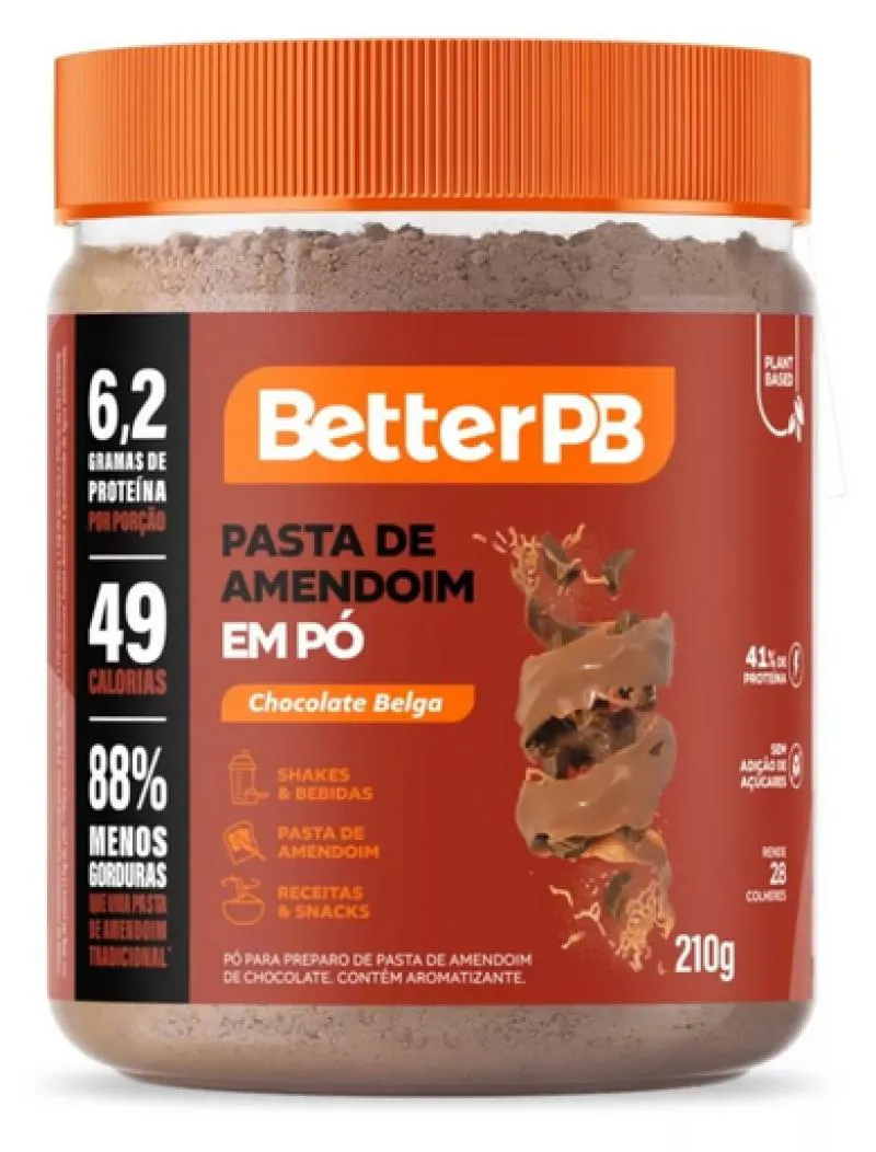 BETTER PB, PASTA DE AMENDOIM EM Pó, CHOCOLATE BELGA, 210G