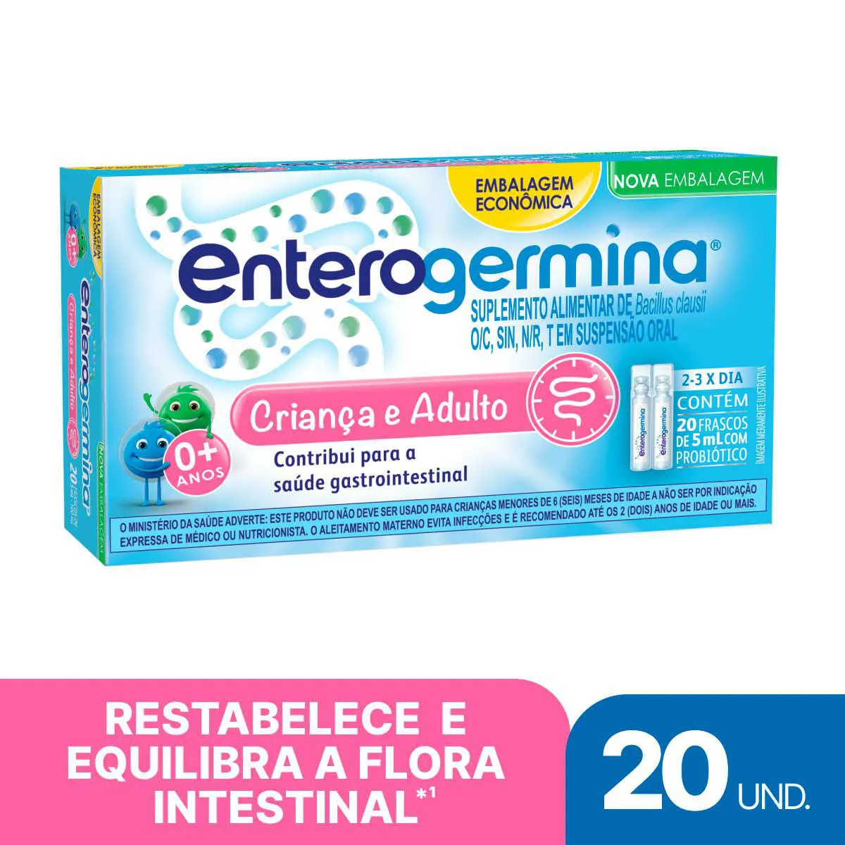 Probiótico Enterogermina com 20 frascos - Preço e para que serve ...
