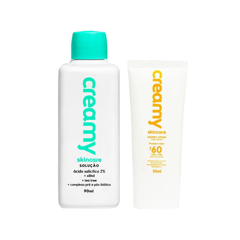 Kit Facial Creamy - Watery Lotion Protetor Solar Fps60 50 ml + Ácido Salicilico 90 ml