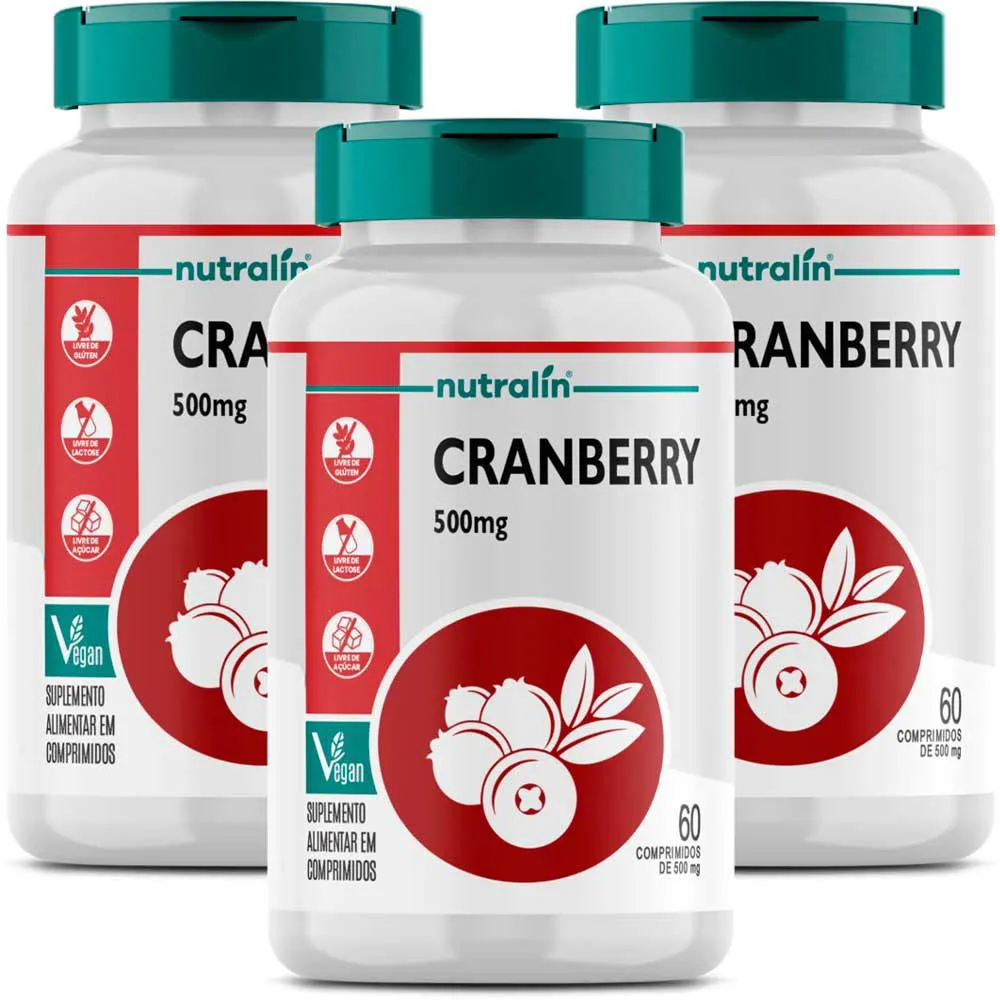 KIT 3X CRANBERRY PURO - 60 CAPSULAS CADA - VEGAN - NUTRALIN