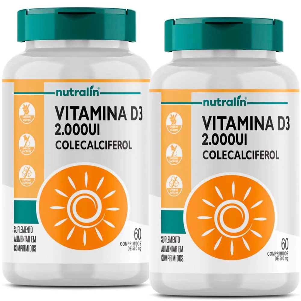 KIT 2X VITAMINA D3 2.000UI - 60 CAPSULAS CADA - NUTRALIN