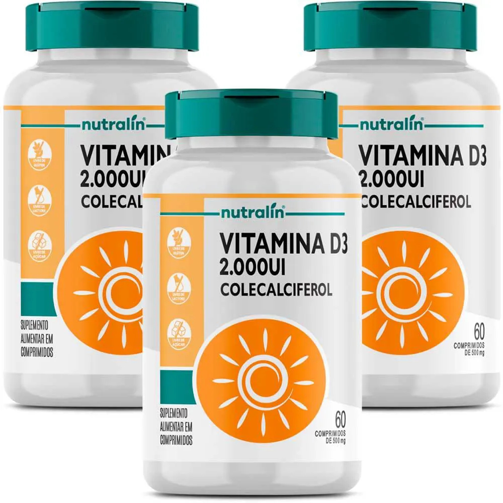 KIT 3X VITAMINA D3 2.000UI - 60 CAPSULAS CADA - NUTRALIN