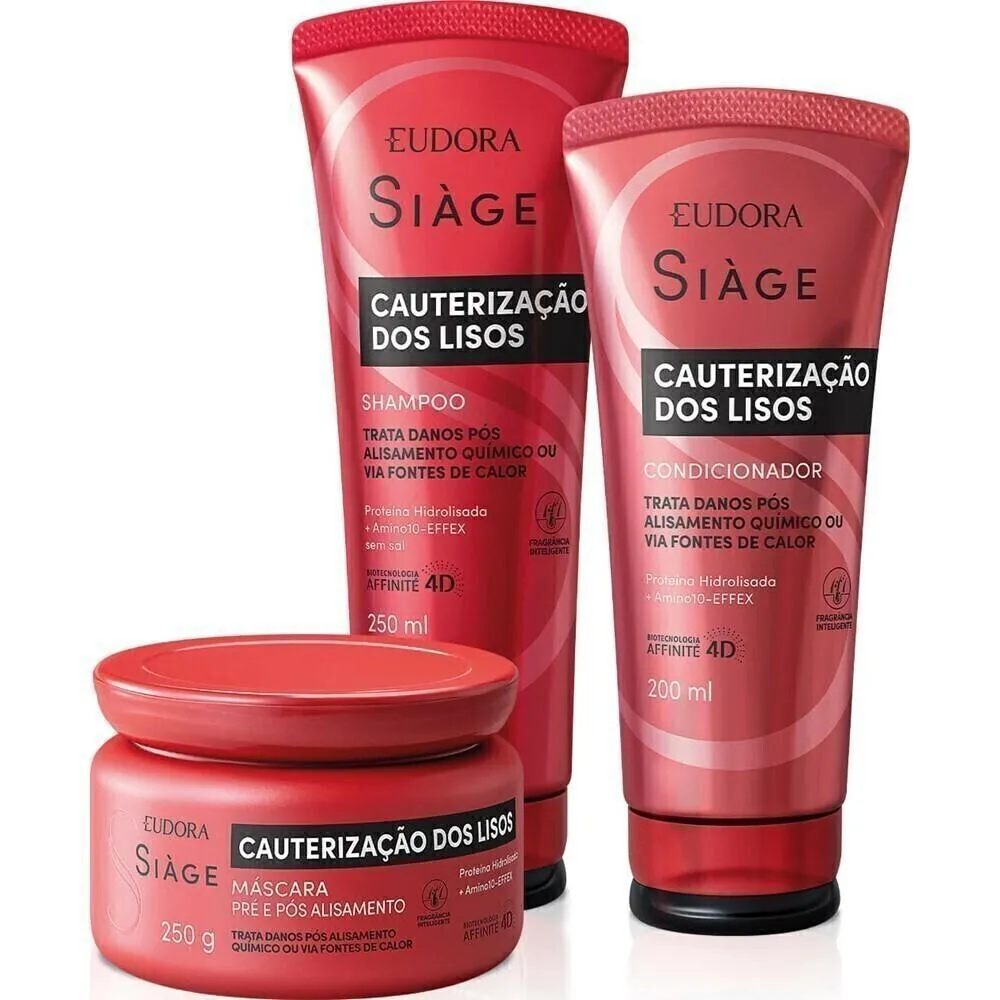 KIT SIÀGE CAUTERIZAÇÃO DOS LISOS: SHAMPOO + CONDICIONADOR + MÁSCARA