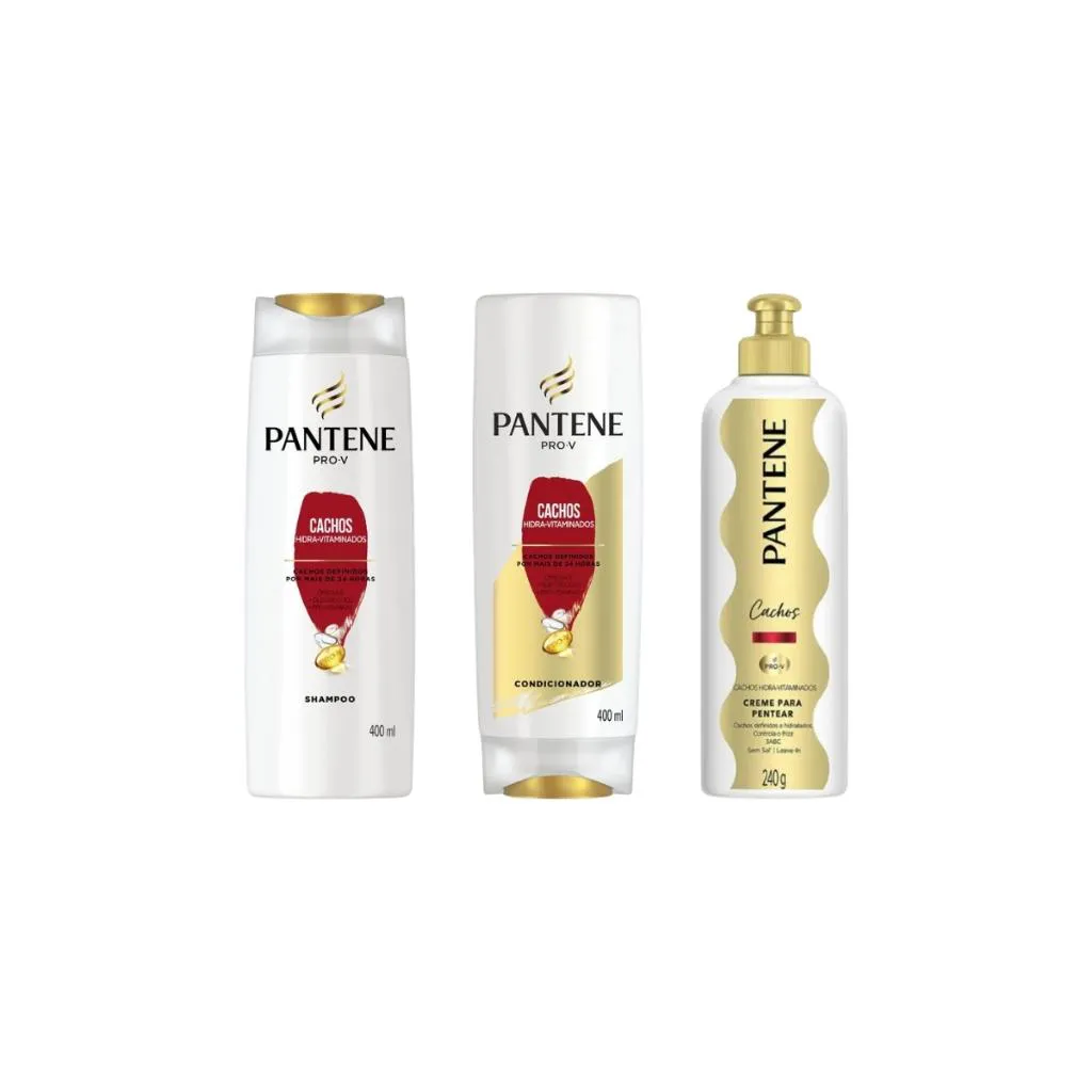 KIT PANTENE CACHOS SHAMPOO+COND+CREME DE PENTEAR-3 ITENS