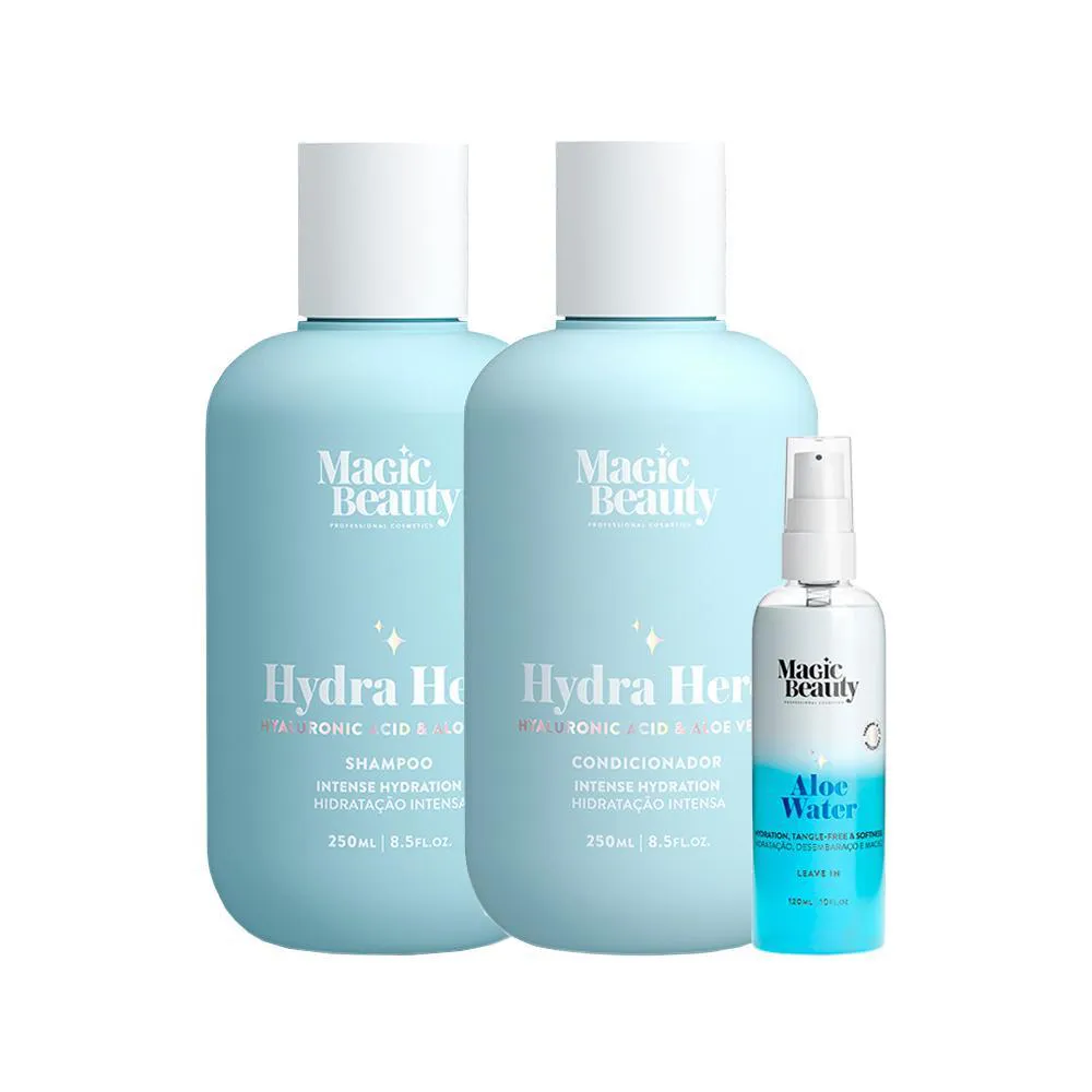 KIT MAGIC BEAUTY HYDRA HERO - SHAMPOO 250ML E CONDICIONADOR 250ML E LEAVE-IN 120ML
