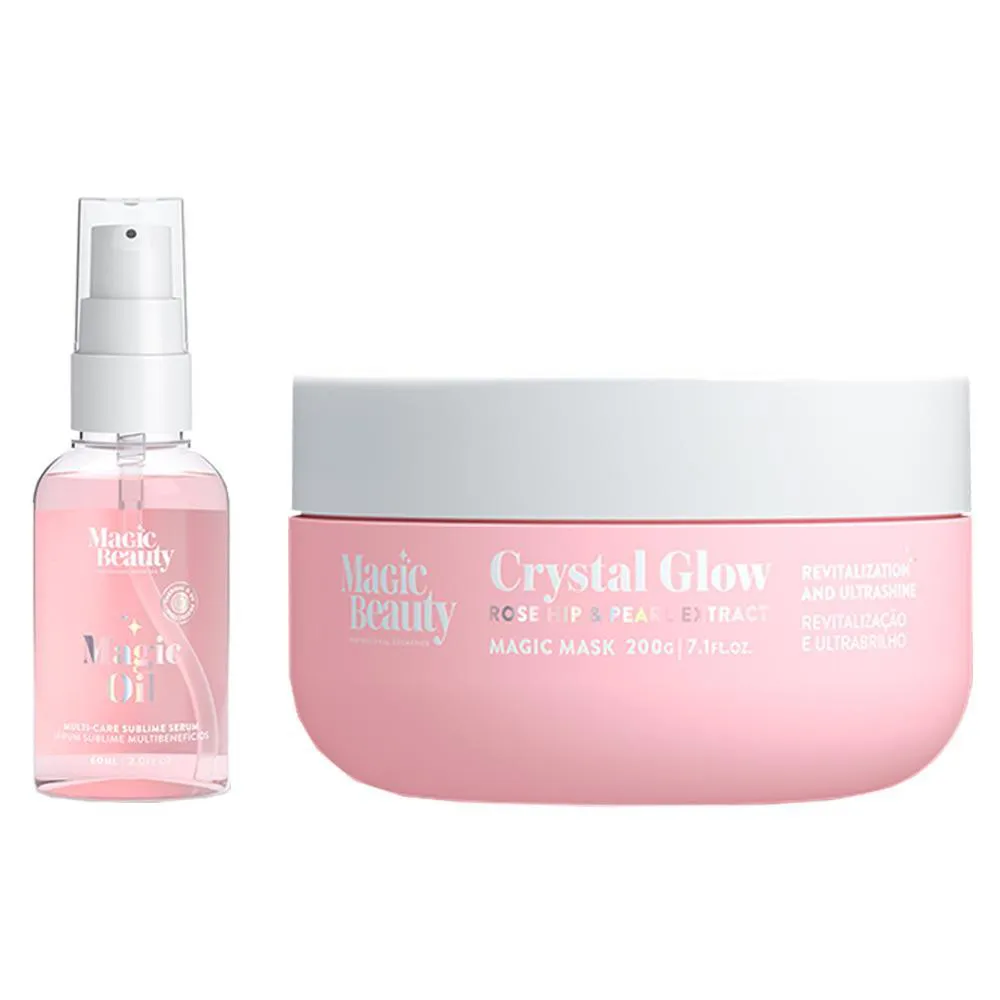 KIT MAGIC BEAUTY CRYSTAL GLOW - MáSCARA 200G E SERUM 60ML
