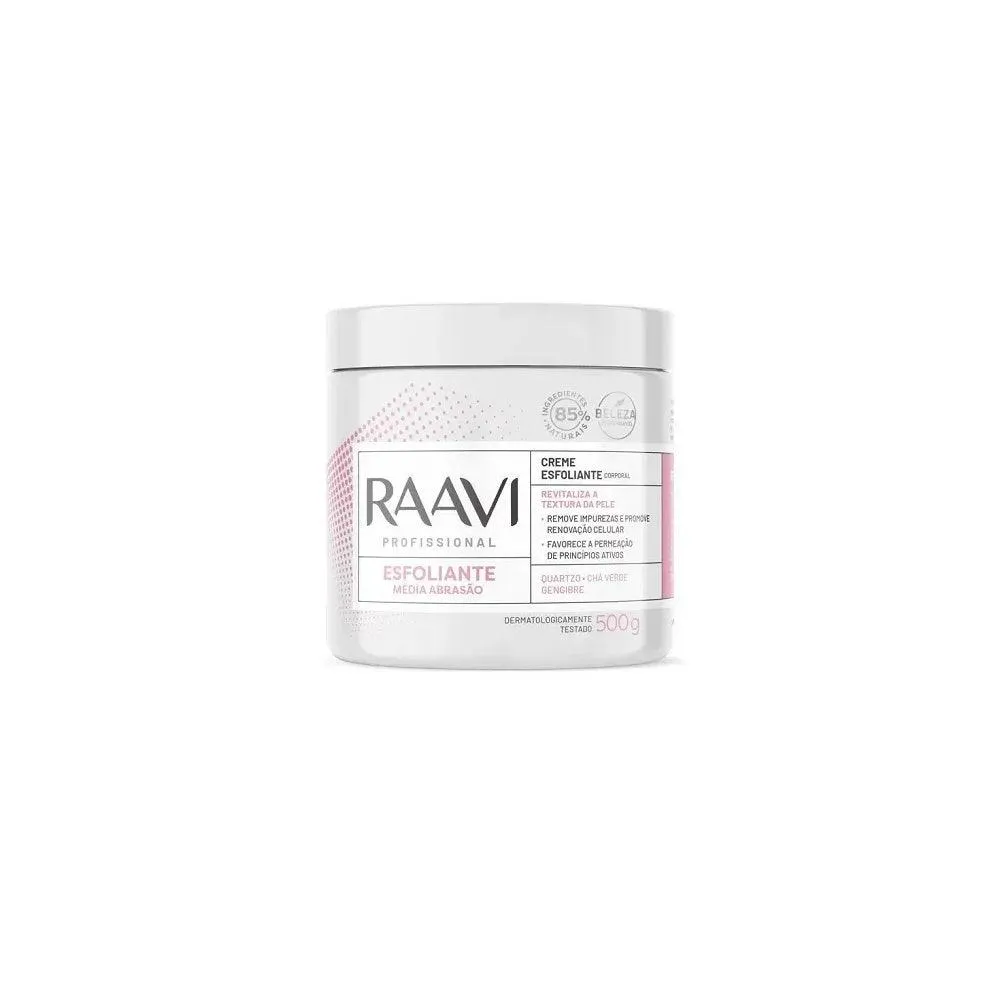 CREME ESFOLIANTE CORPORAL RAAVI FLER COM CHá VERDE E GENGIBRE 500G