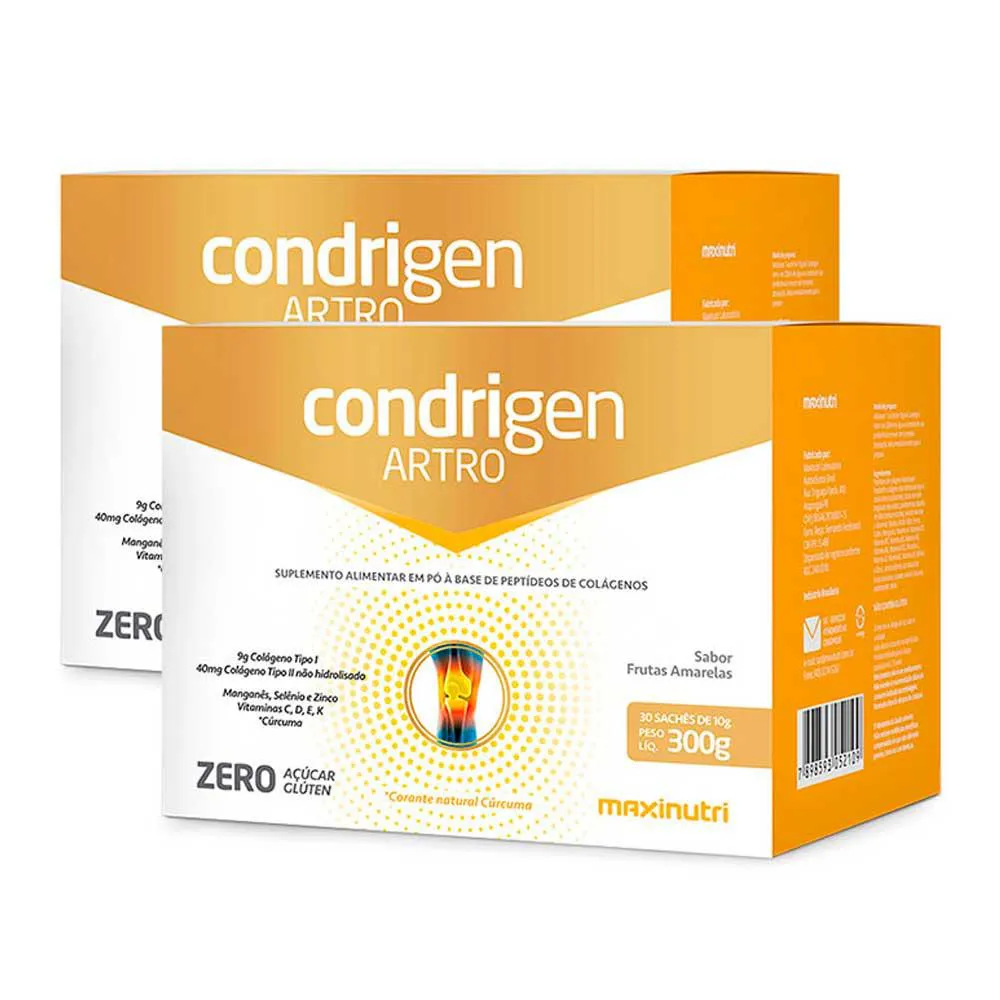 KIT 2 CONDRIGEN ARTRO COLáGENO TIPO 2 MAXINUTRI F. AMARELAS