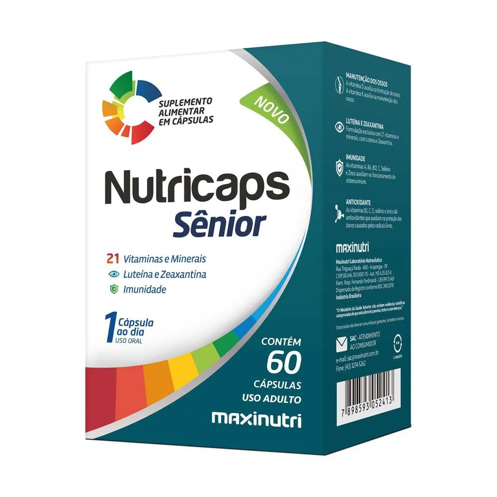 NUTRICAPS SENIOR POLIVITAMINICO IMUNIDADE MAXINUTRI 60 CAPS