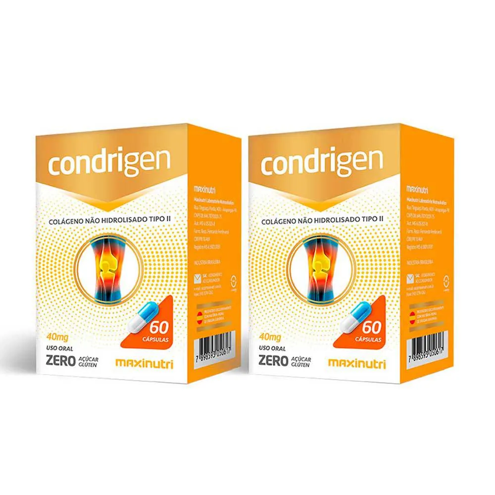 KIT 2 CONDRIGEN ULTRA COLáGENO TIPO 2 MDK MAXINUTRI 60 CAPS