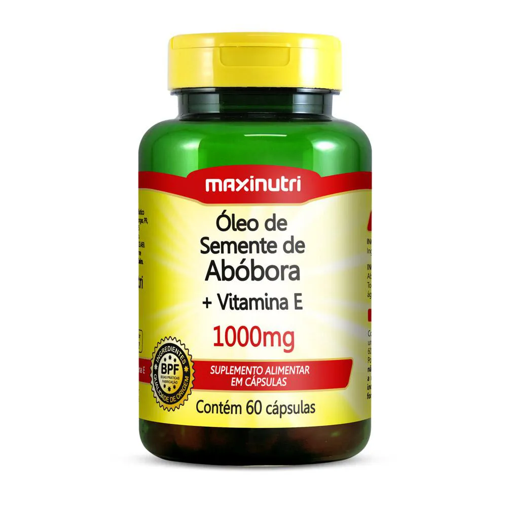 ÓLEO SEMENTE DE ABóBORA + VITAMINA E MAXINUTRI 60 CáPSULAS