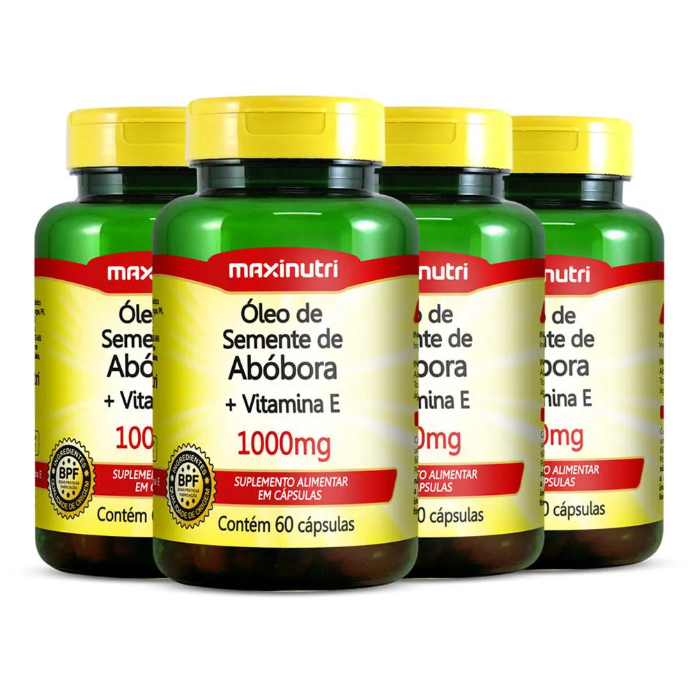 KIT 04 ÓLEO SEMENTE DE ABóBORA VITAMINA E MAXINUTRI 60 CAPS