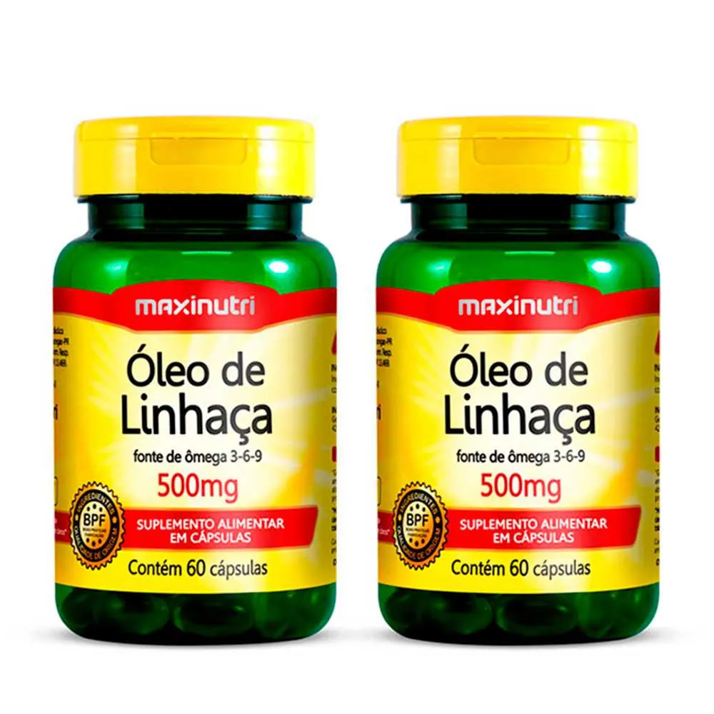 KIT 02 ÓLEO DE LINHACA 500 MG MAXINUTRI 60 CAPSULAS