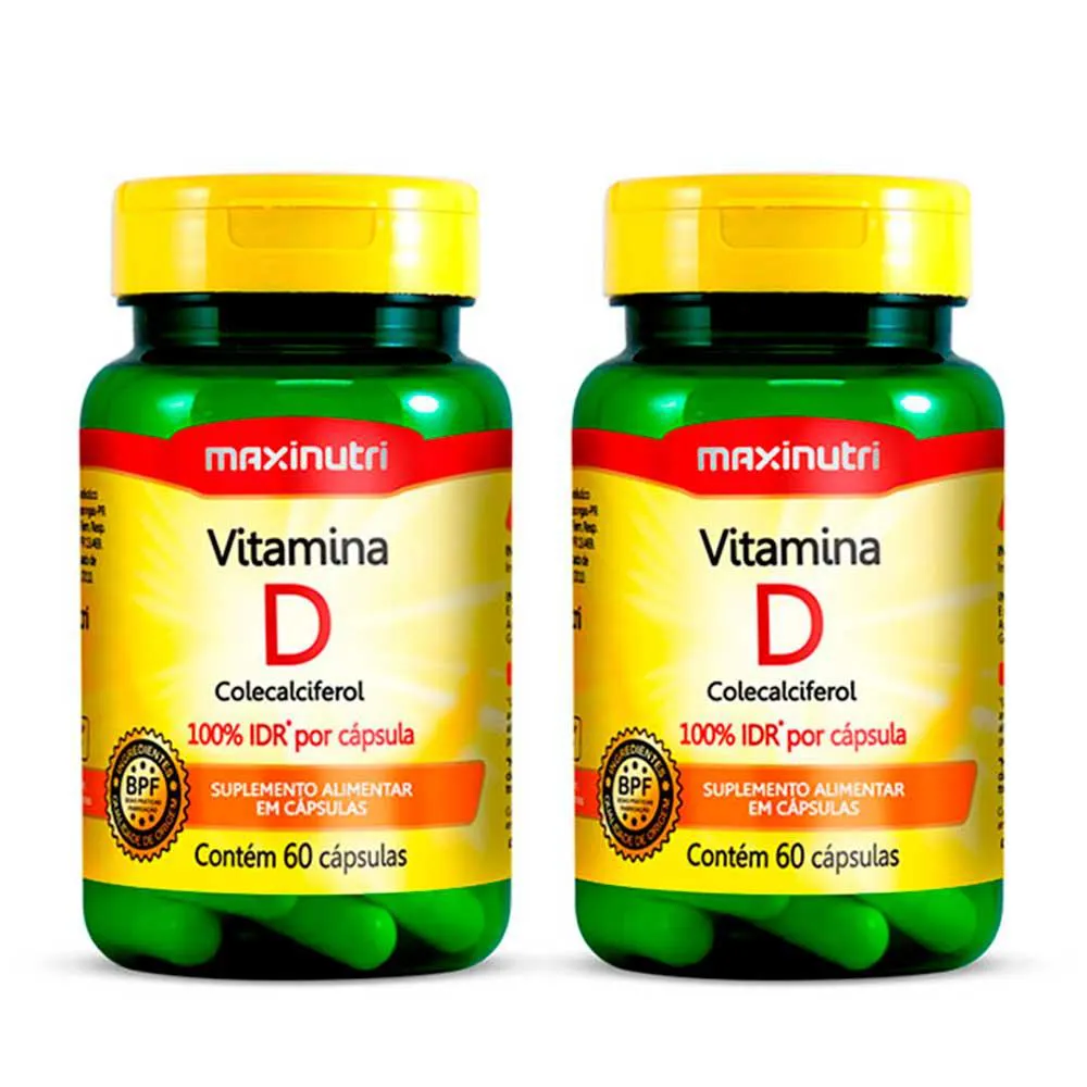 KIT 02 VITAMINA D 100% IDR  MAXINUTRI 60 CAPSULAS