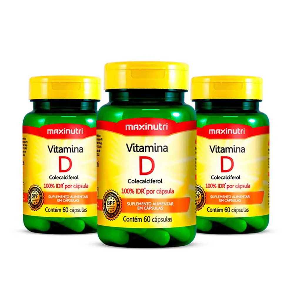 KIT 03 VITAMINA D 100% IDR  MAXINUTRI 60 CAPSULAS