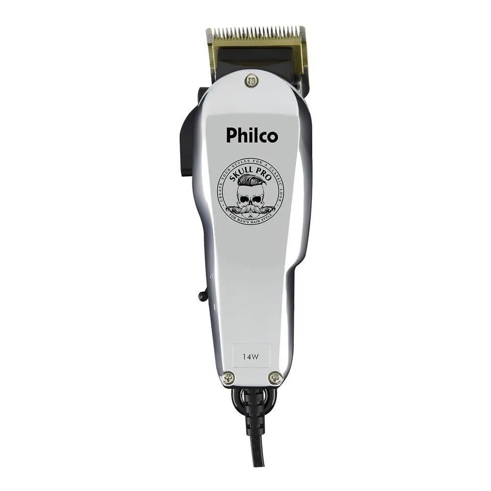 CORTADOR DE CABELO PCR05S SKULL PRETO/PRATA 14W PHILCO 220V