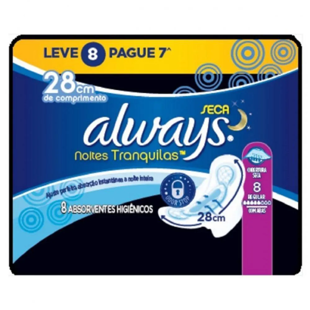 ABSORVENTE ALWAYS ACTIVE NOTURNO MALHA SECA LEVE 8 PAGUE 7