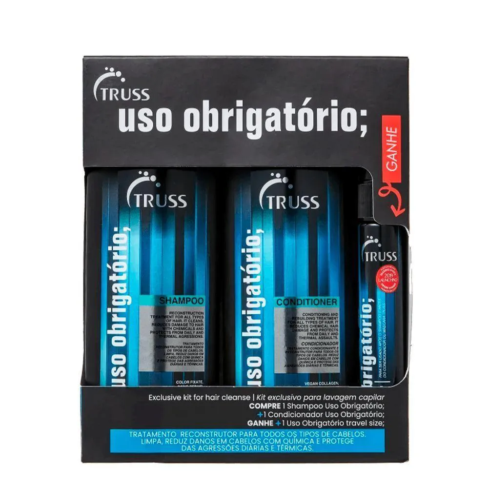 KIT TRUSS USO OBRIGATóRIO SHAMPOO 300ML + CONDICIONADOR 300ML + MINIATURA 30ML