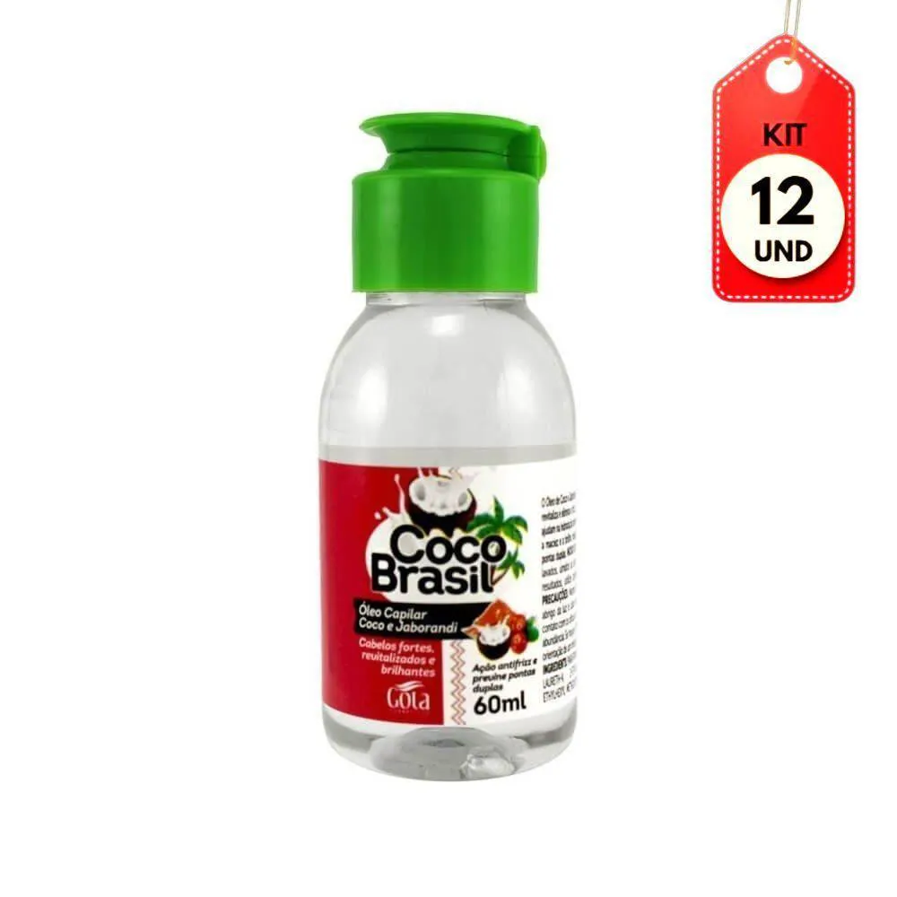 KIT C-12 GOTA DOURADA COCO BRASIL óLEO CAPILAR JABORANDI 60ML