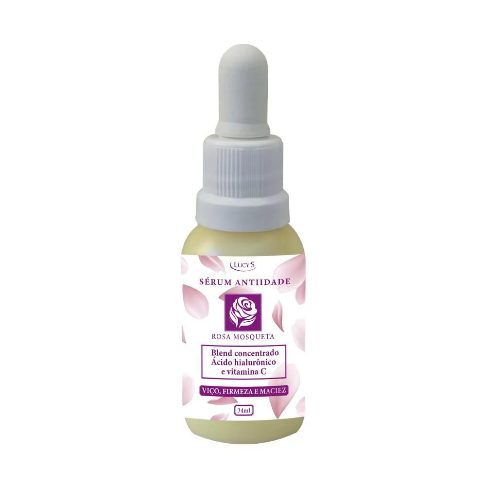 SéRUM ROSA MOSQUETA ANTI - IDADE COM ACIDO HIALURôNICO E VITAMINA C - 34ML LUCY´S