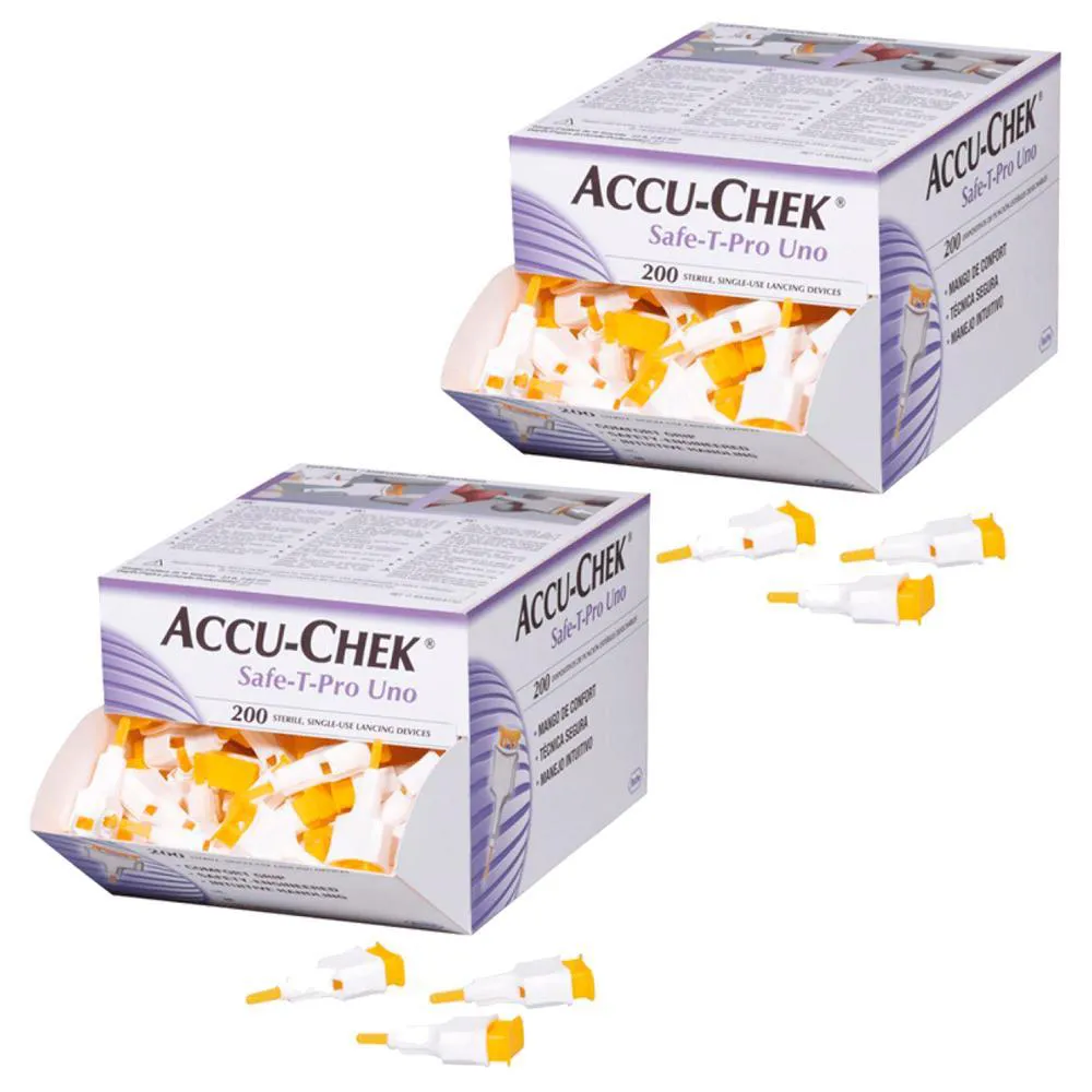 KIT 2X LANCETAS ACCU-CHEK SAFE T PRO UNO C/ 200 UNIDADES ROCHE