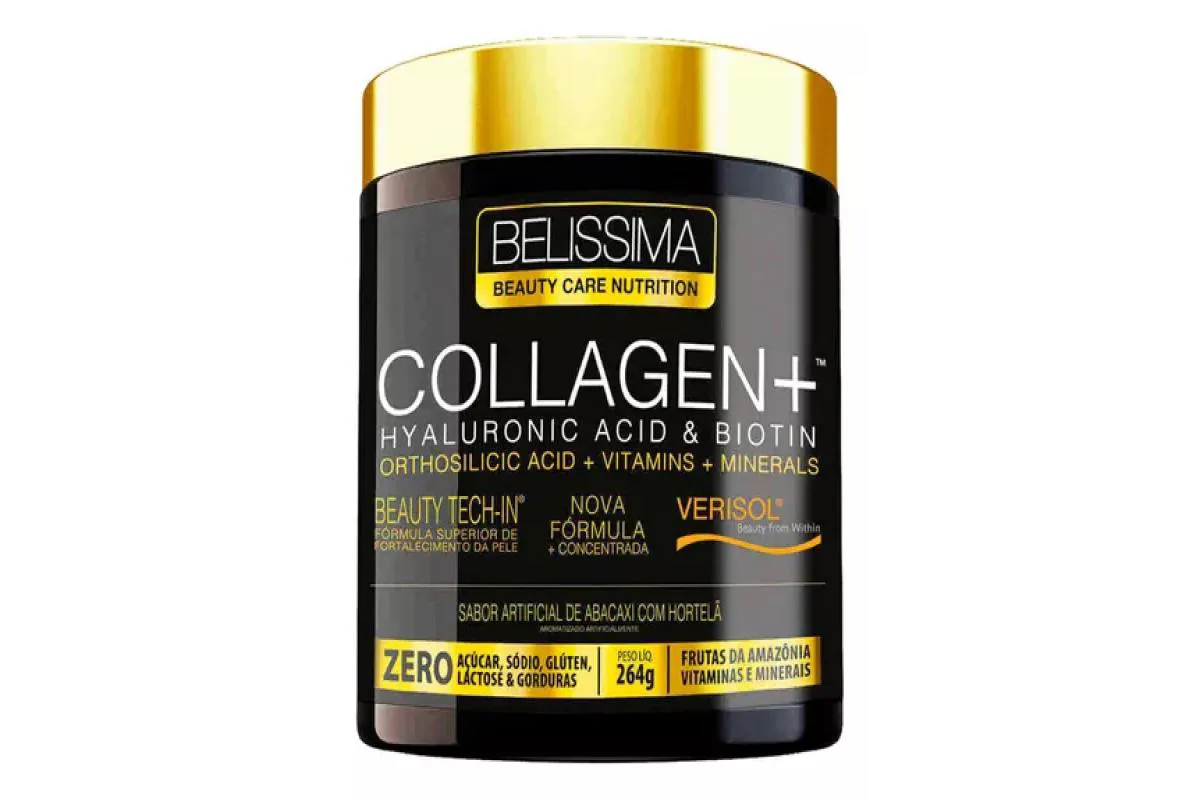 COLáGENO VERISOL + ÁCIDO HIALURôNICO + BIOTINA BELISSIMA SABOR MORANGO 264G