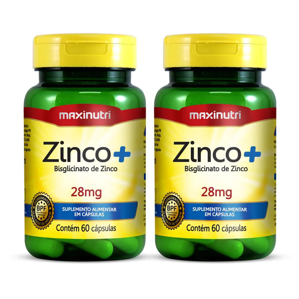 KIT 2 ZINCO+ 28MG COM 60 CAPSULAS MAXINUTRI
