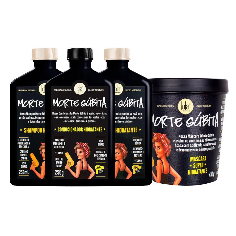 Kit Lola Cosmetics Morte Súbita Shampoo 250ml 2 unidades+ Condicionador 250g+ Máscara de Cabelo Hidratação 450g